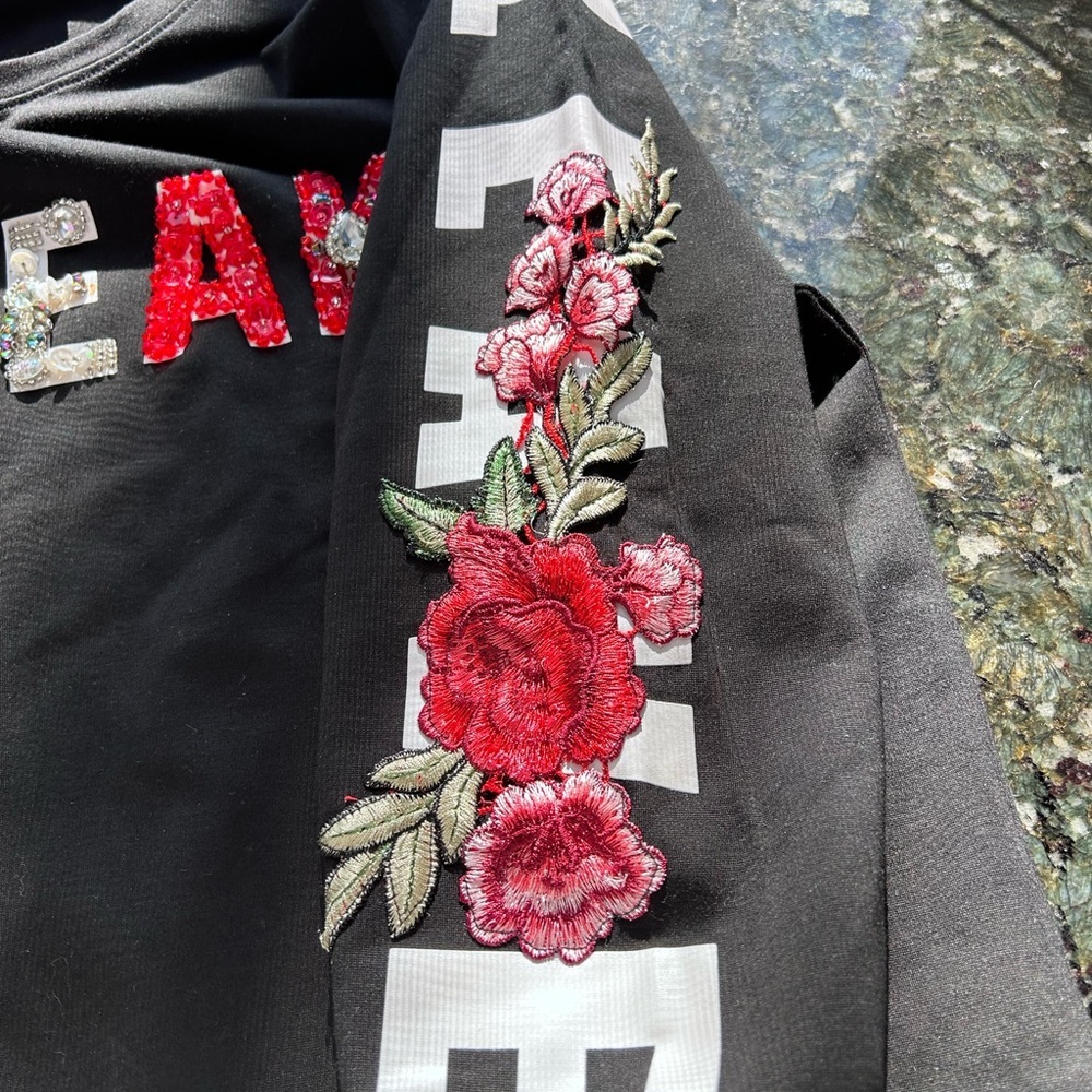 NWOT Rare Silvian Heach “Break” “Leave” Fully Embellished sweatshirt. Designer. - Picture 8 of 16